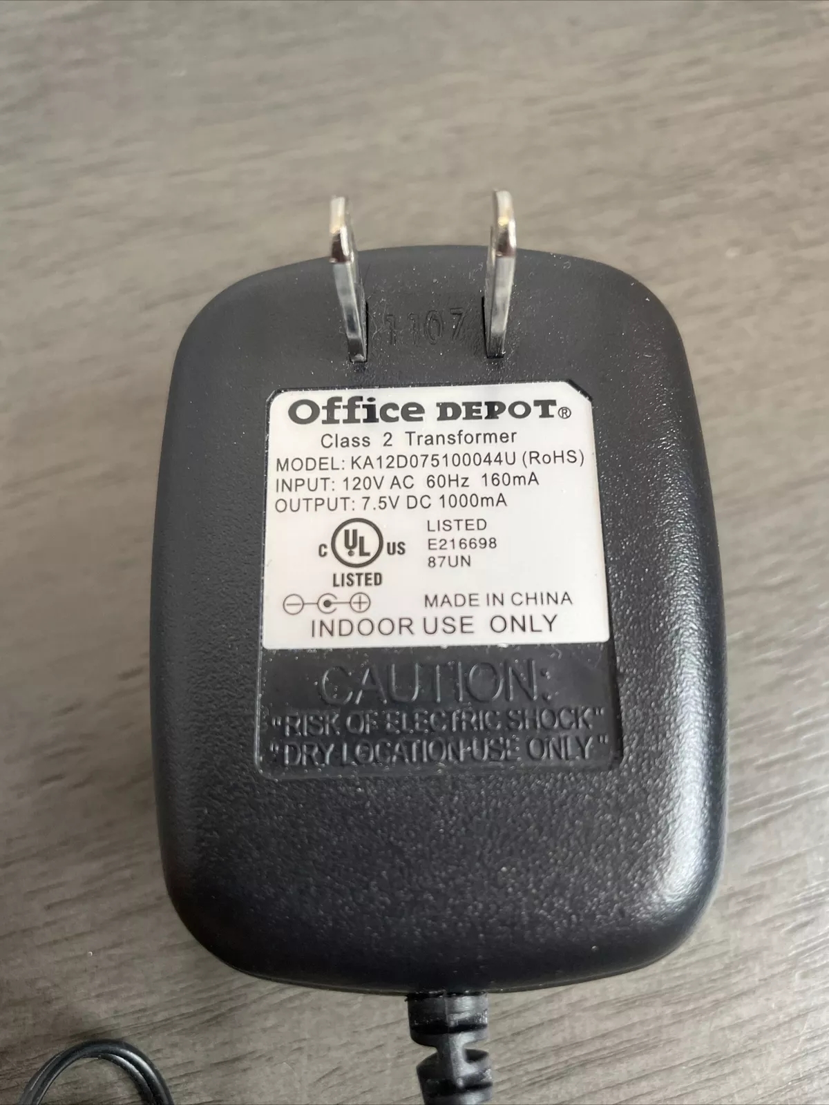 *Brand NEW*Office Depot 7.5V DC 1000mA AC Adapter Class 2 Transformer KA12D075100044U Power Supply